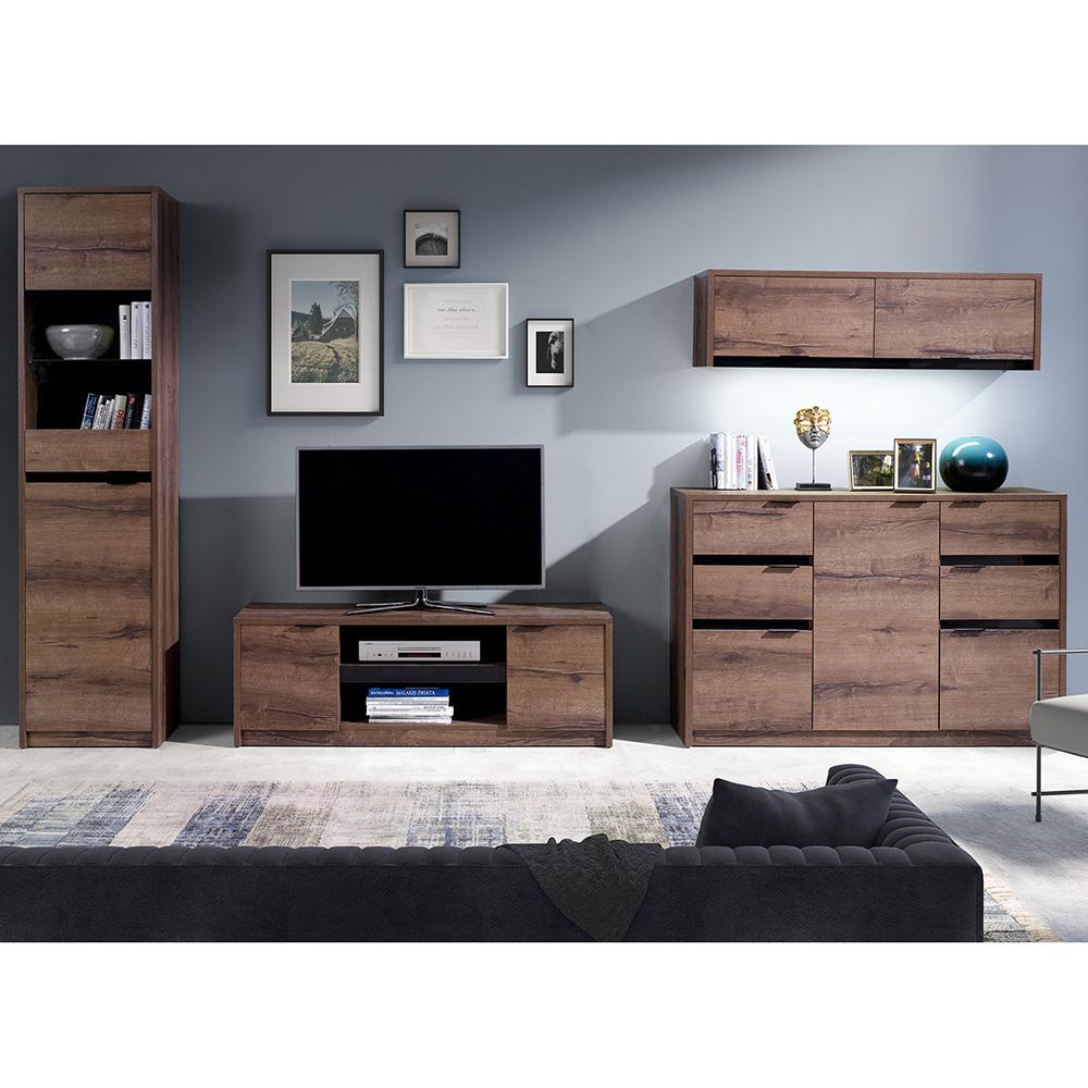 DENVER mc | vitrína UNI dvířka | 50 cm | dub monastery / černá lesk