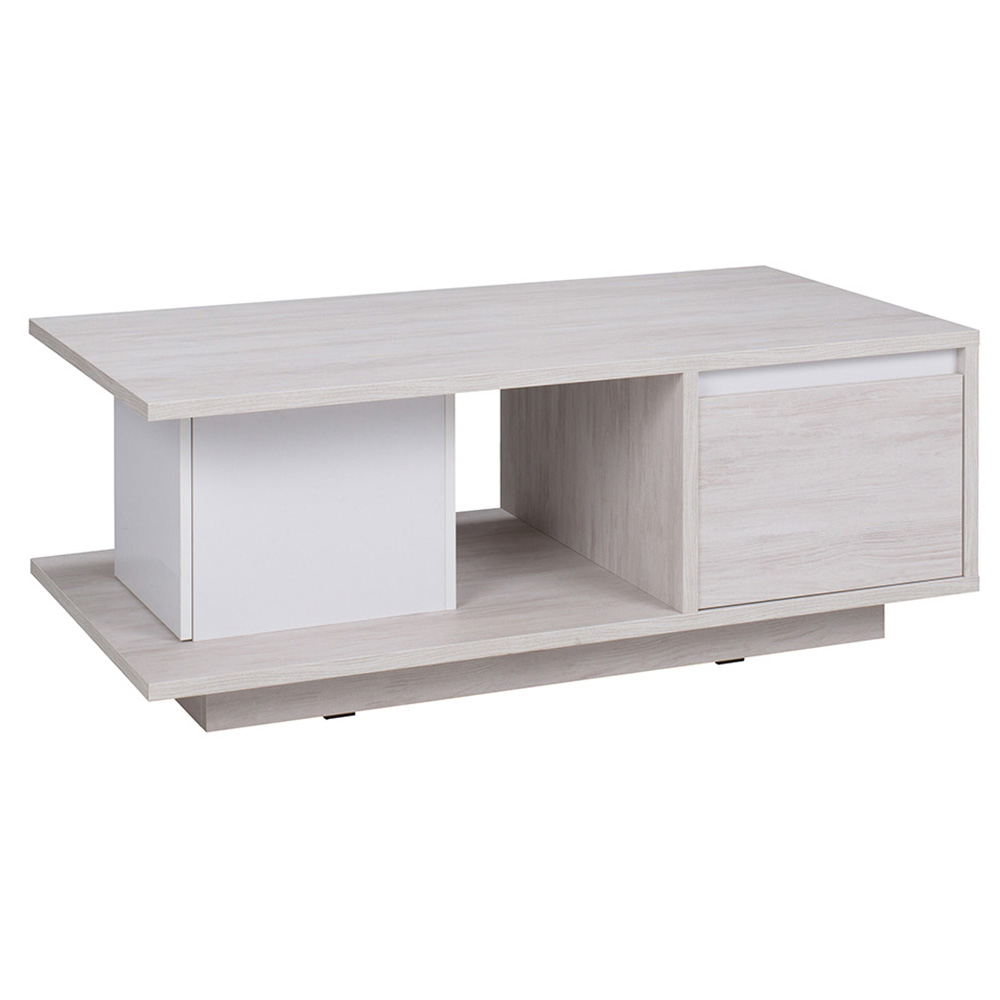 DENVER db | konferenční stolek | 120 cm | dub bílý / bílá lesk