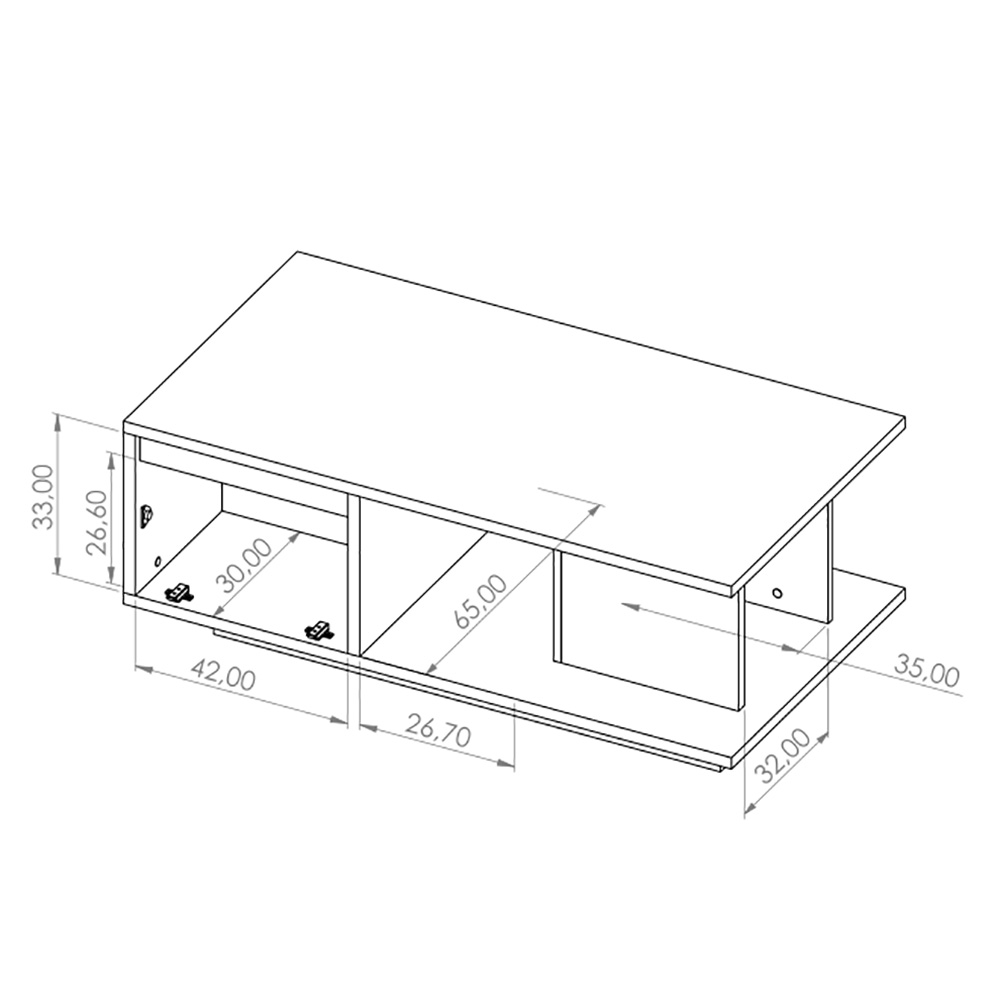 DENVER db | konferenční stolek | 120 cm | dub bílý / bílá lesk