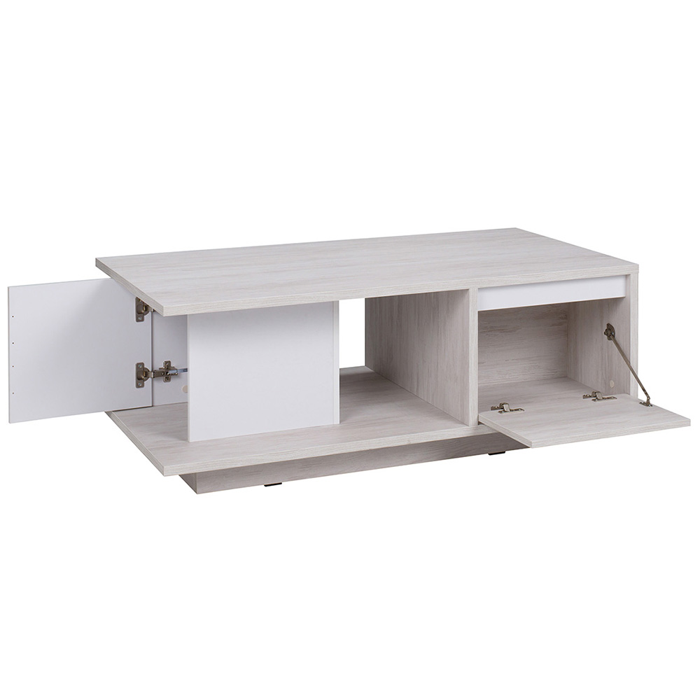 DENVER db | konferenční stolek | 120 cm | dub bílý / bílá lesk