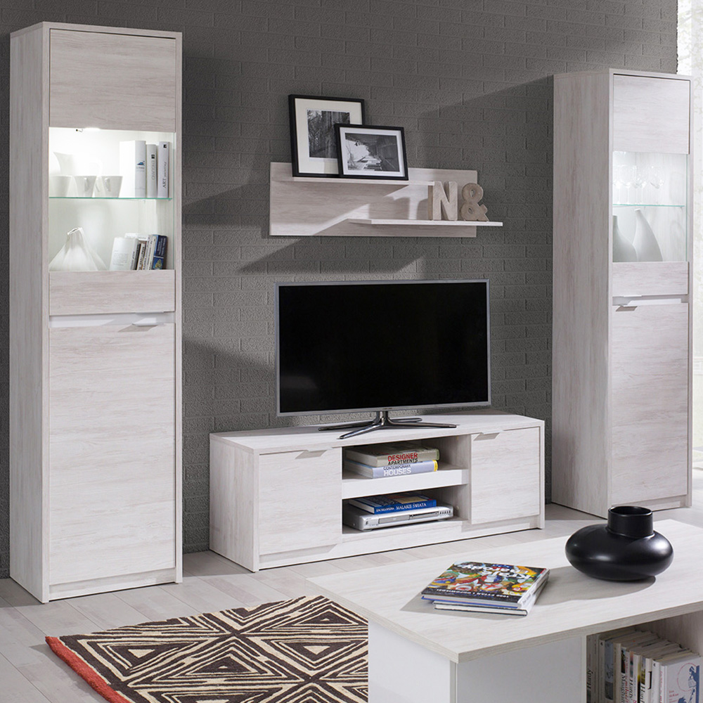 DENVER db | konferenční stolek | 120 cm | dub bílý / bílá lesk