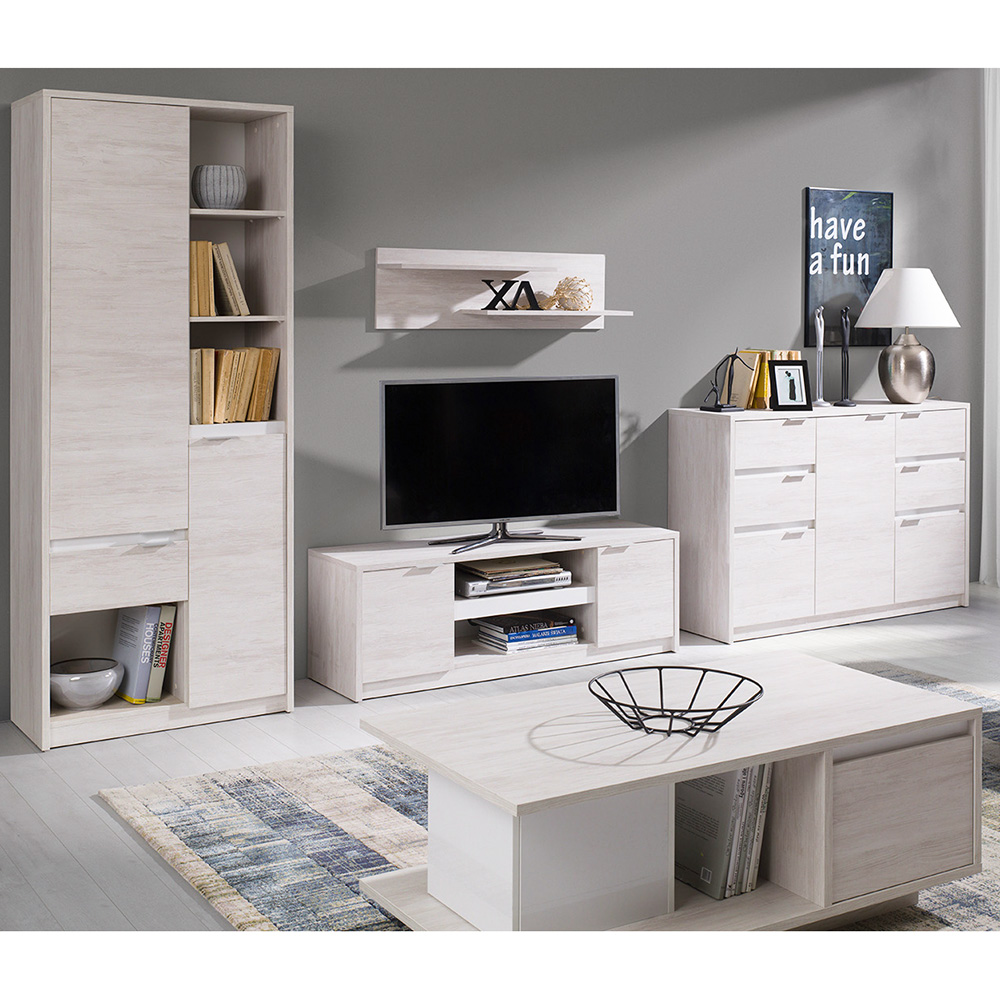 DENVER db | šatní skříň SZ250 + zrcadlo | 250 cm | dub bílý / bílá lesk