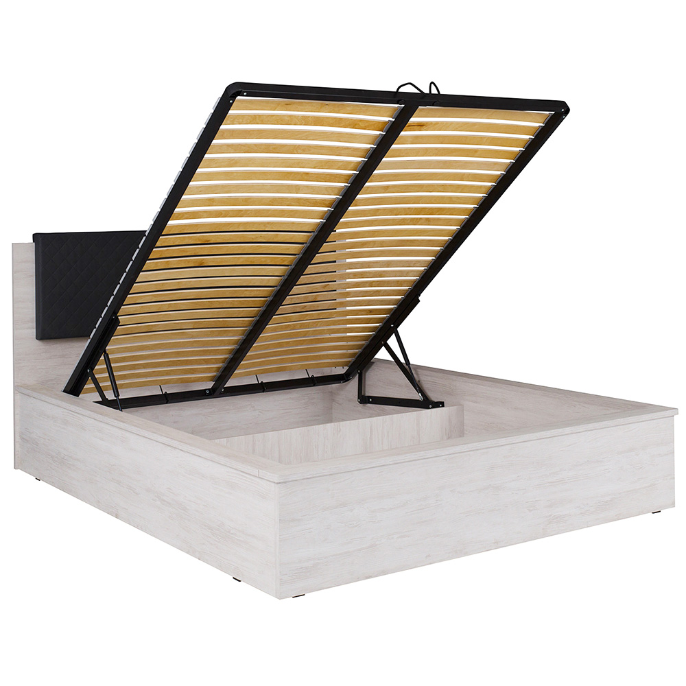 DENVER dg | postel dvoulůžko + rošt 160x200 cm | dub bílý / grafit