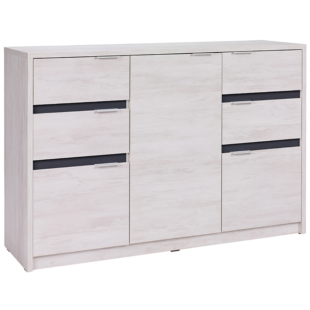 DENVER dg | komoda K3D4SZ | 135 cm | dub bílý / grafit