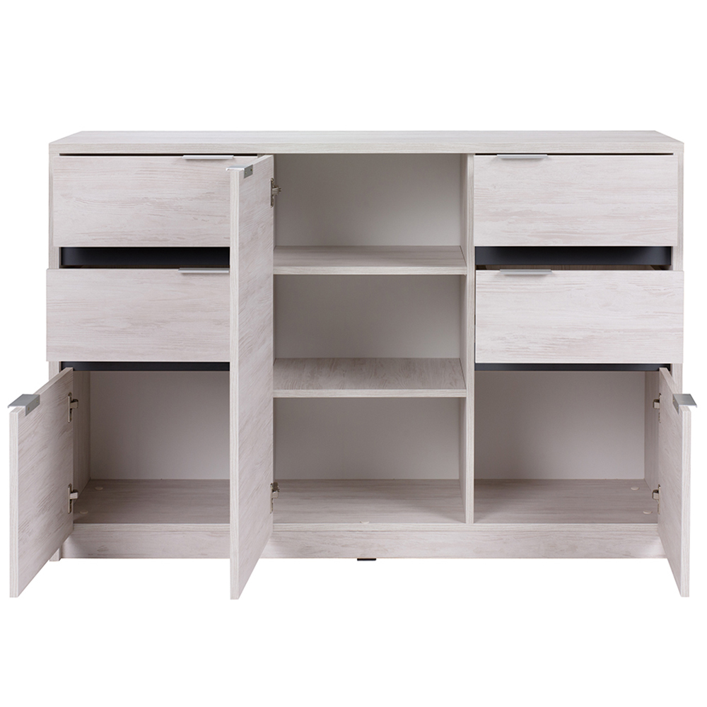 DENVER dg | komoda K3D4SZ | 135 cm | dub bílý / grafit