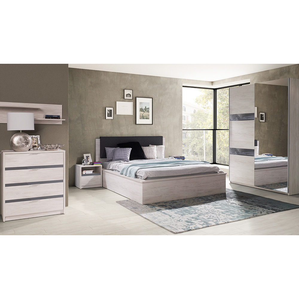 DENVER dg | komoda K3D4SZ | 135 cm | dub bílý / grafit