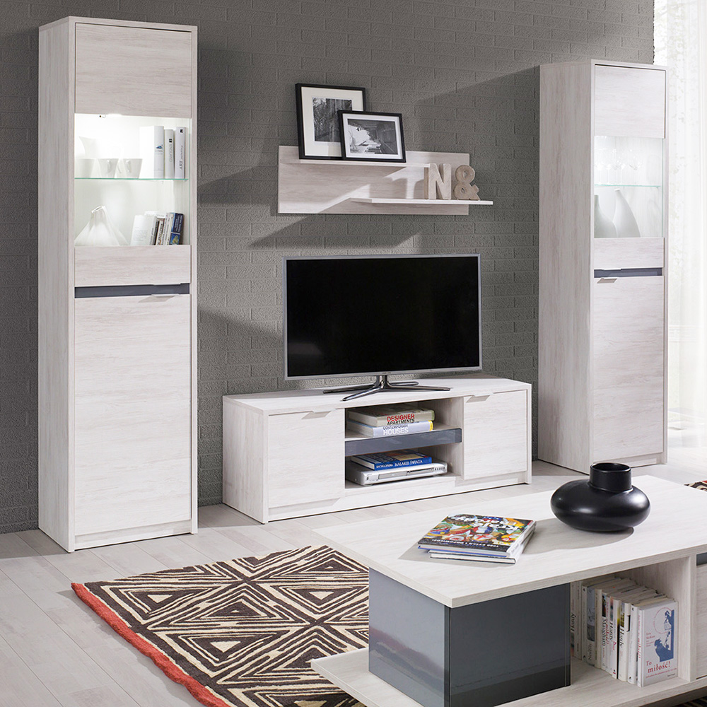 DENVER dg | komoda K3D4SZ | 135 cm | dub bílý / grafit