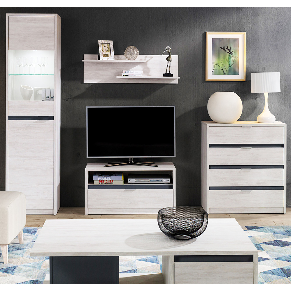 DENVER dg | šatní skříň SZ250 + zrcadlo | 250 cm | dub bílý / grafit