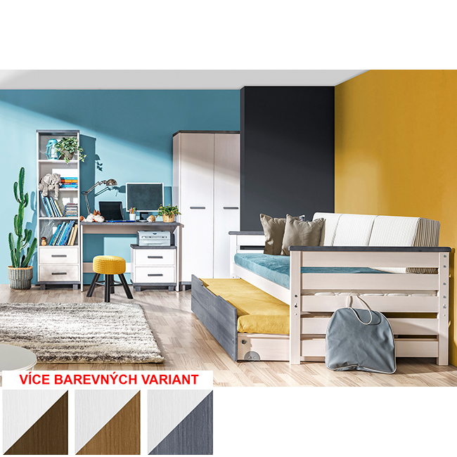 Alan - jednolůžko AL1+AL3 - bílá/popel