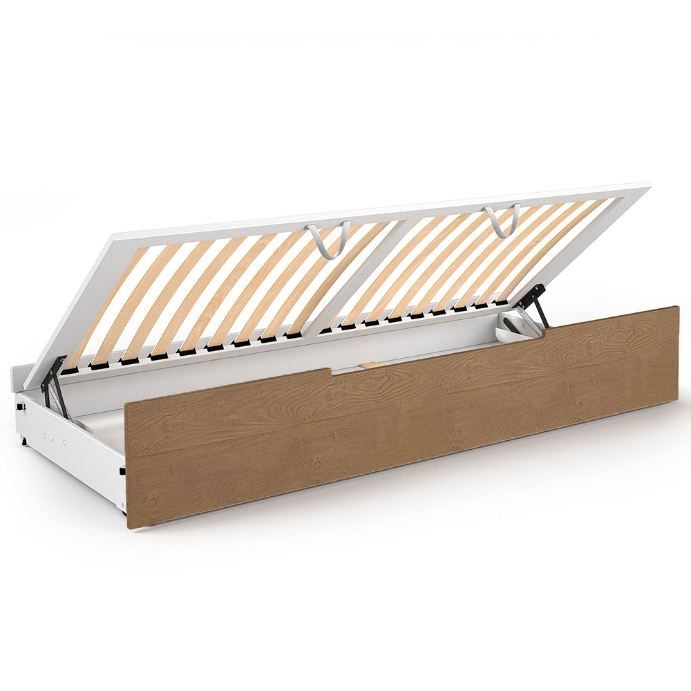 Jednolůžko ALAN + vysouvací přistýlka | 90x200 cm | Z MASIVU | bílá/ořech