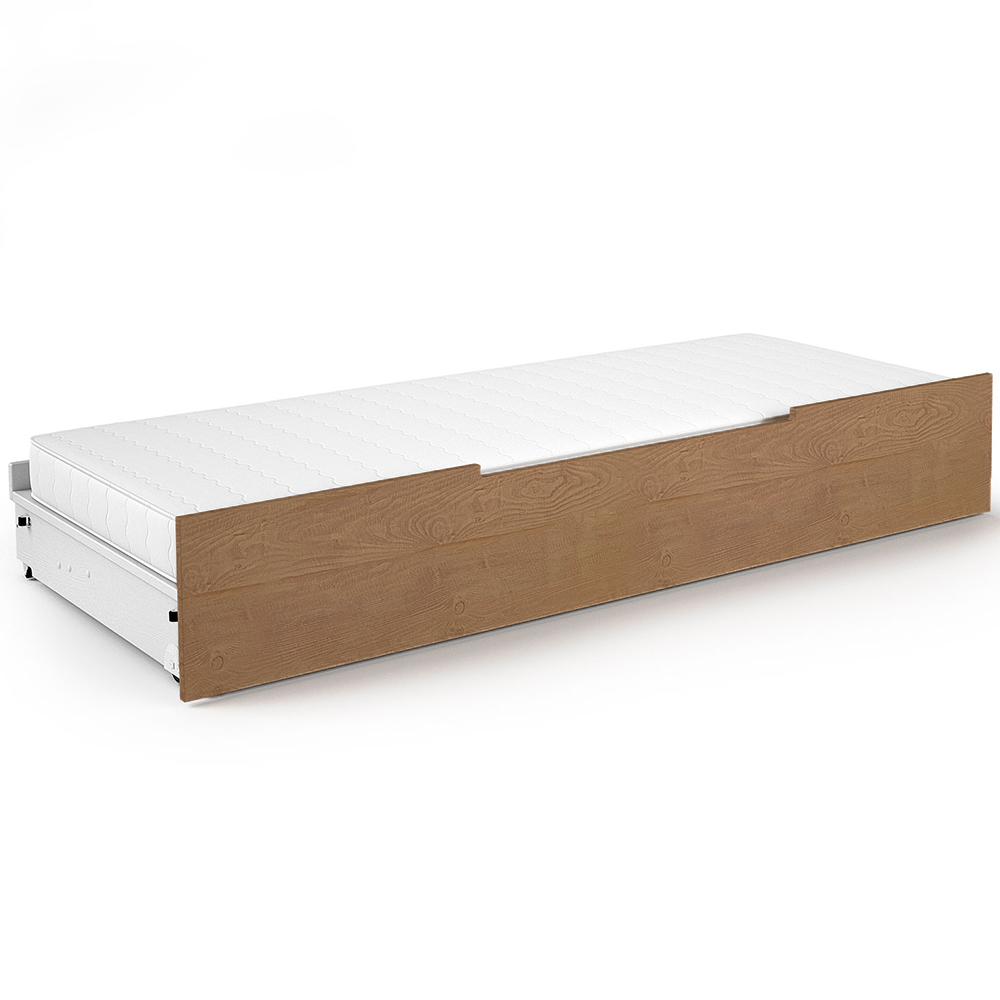 Jednolůžko ALAN + vysouvací přistýlka | 90x200 cm | Z MASIVU | bílá/ořech