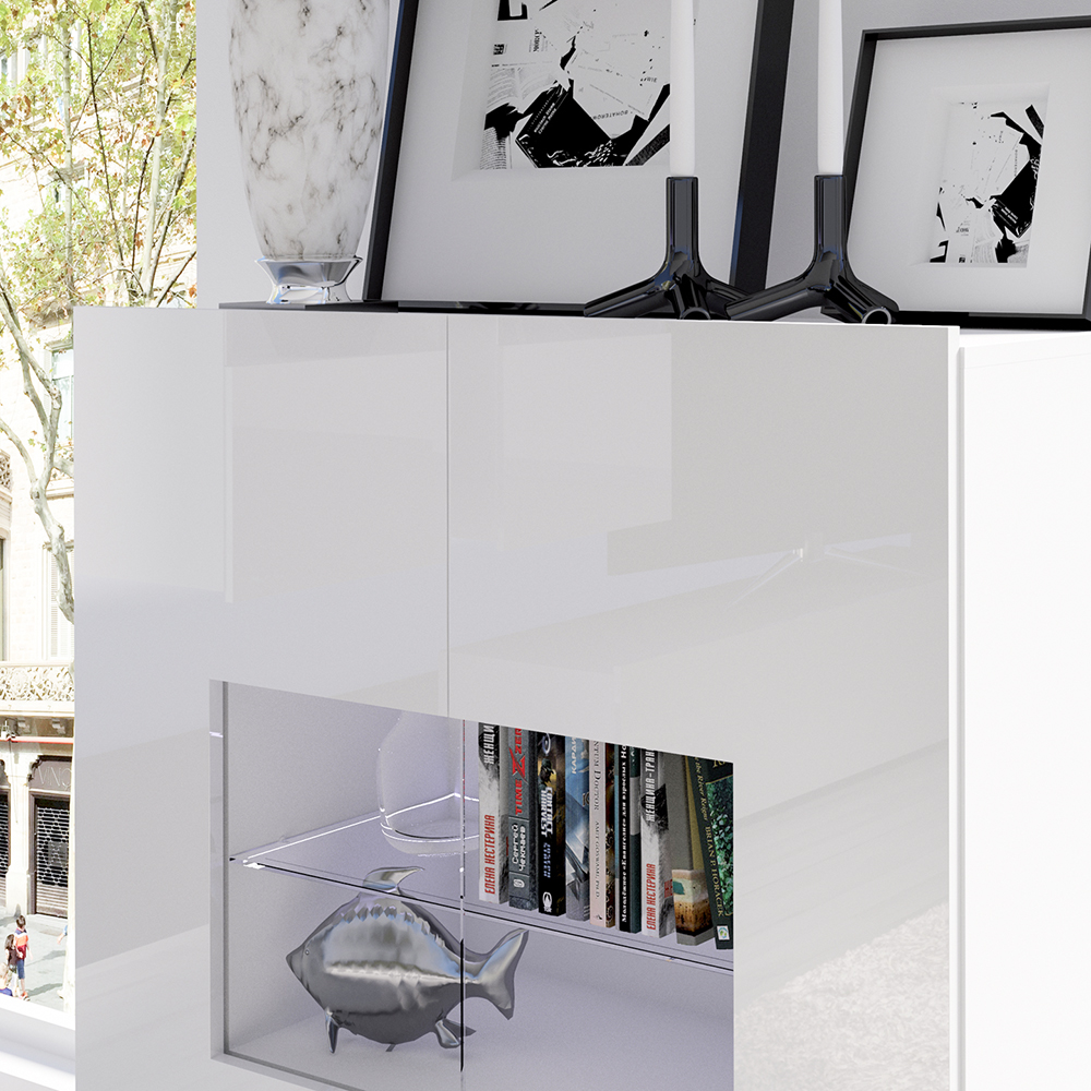 CALABRINI b | komoda K2D | 100 cm | bílá lesk