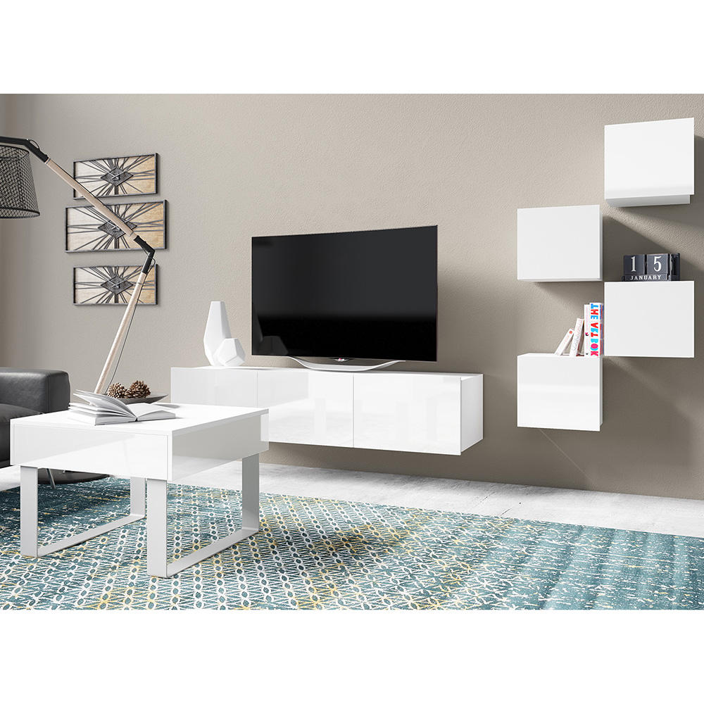 CALABRINI b | TV stolek | 100 cm | bílá lesk | lze i zavěsit