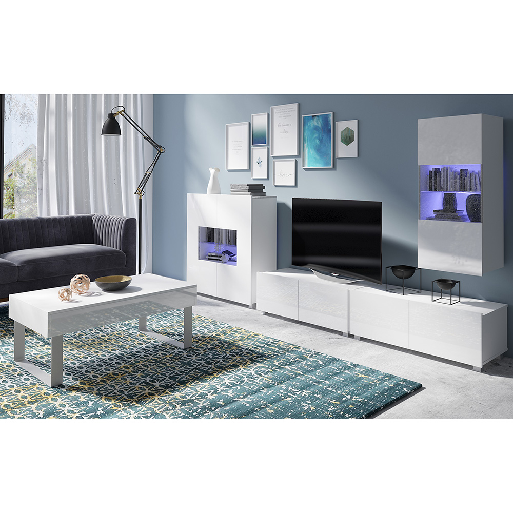 CALABRINI b | TV stolek | 100 cm | bílá lesk | lze i zavěsit