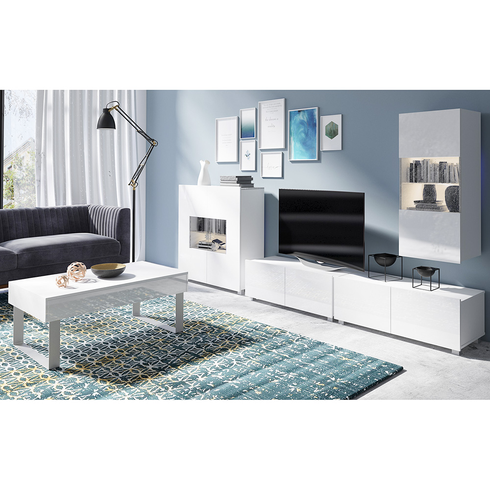 CALABRINI b | TV stolek | 100 cm | bílá lesk | lze i zavěsit