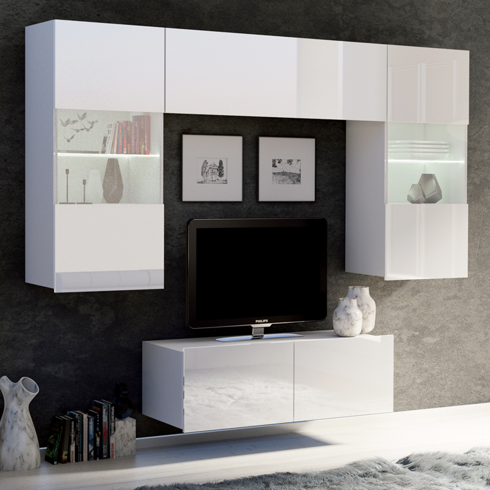 CALABRINI b | TV stolek | 100 cm | bílá lesk | lze i zavěsit