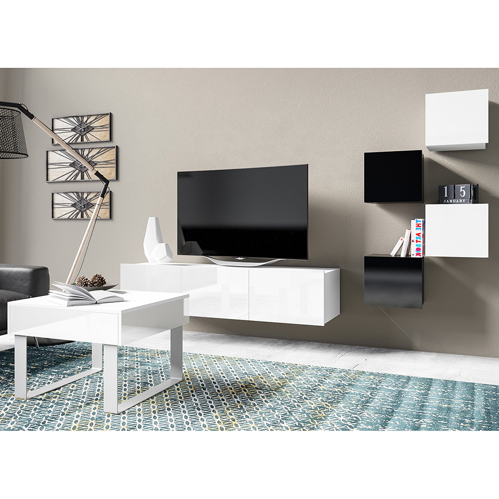 CALABRINI b | TV stolek | 100 cm | bílá lesk | lze i zavěsit