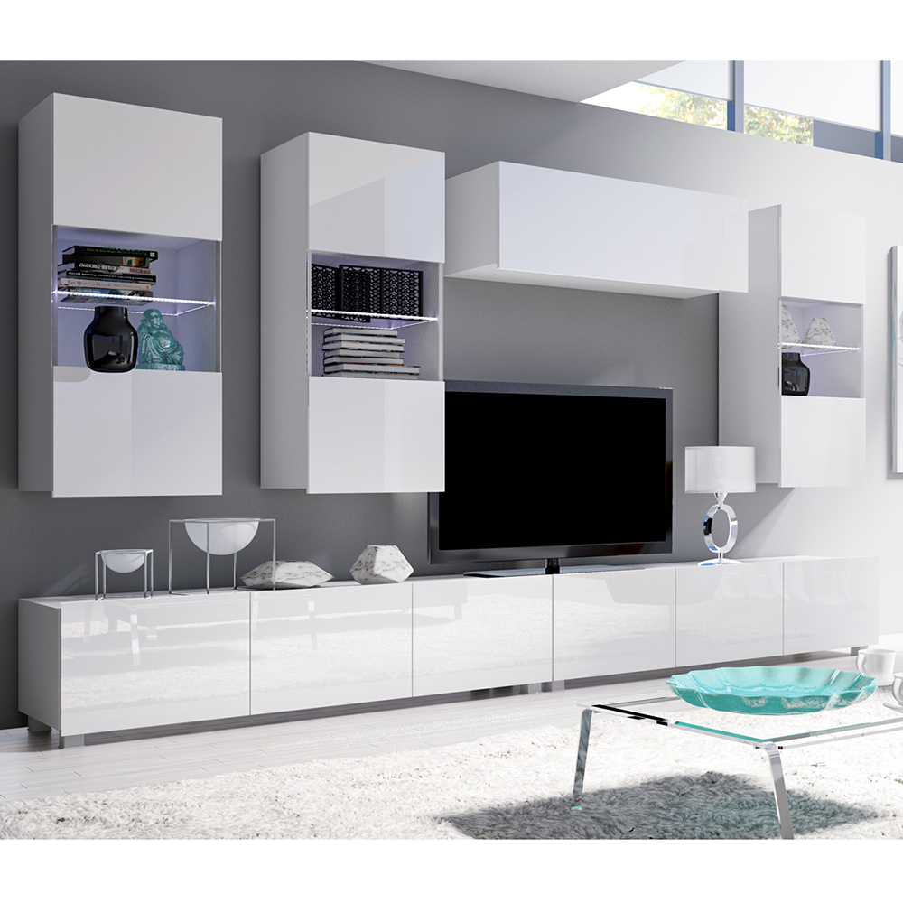 CALABRINI b | TV stolek | 100 cm | bílá lesk | lze i zavěsit