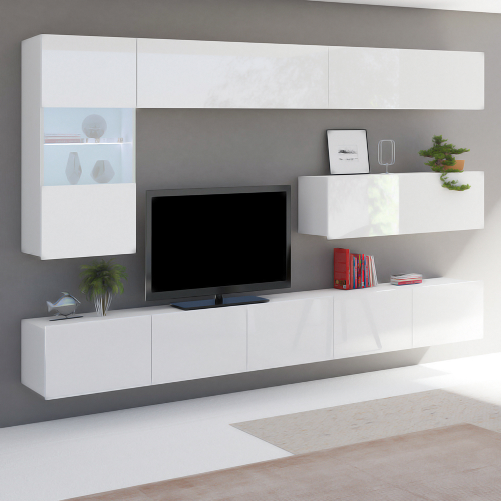 CALABRINI b | TV stolek | 100 cm | bílá lesk | lze i zavěsit