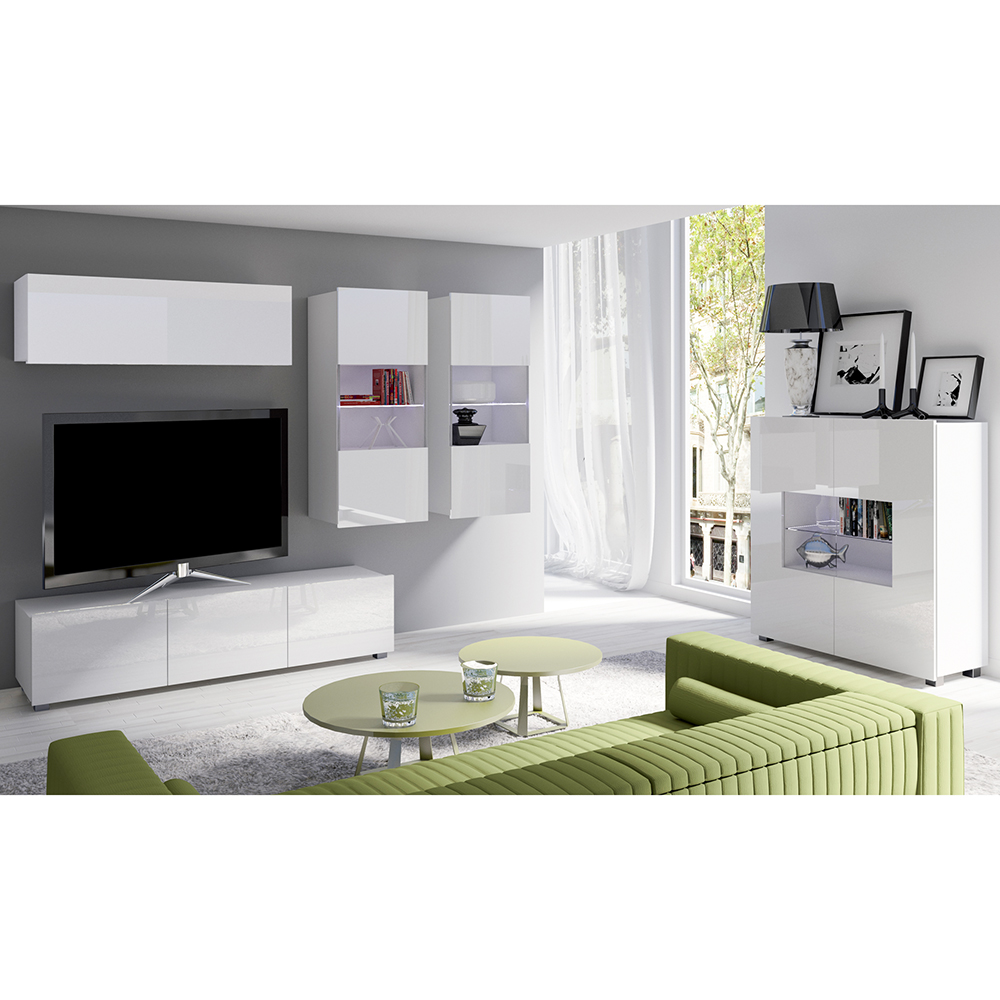 CALABRINI b | TV stolek | 100 cm | bílá lesk | lze i zavěsit