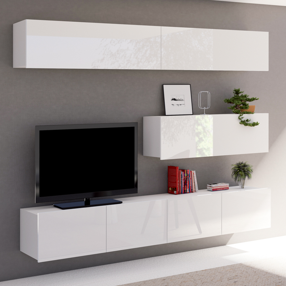 CALABRINI b | TV stolek | 100 cm | bílá lesk | lze i zavěsit