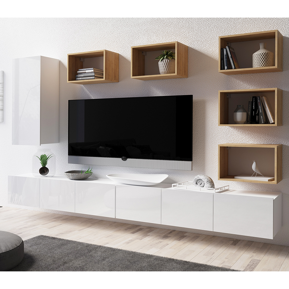 CALABRINI b | TV stolek | 100 cm | bílá lesk | lze i zavěsit