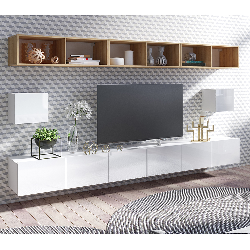 CALABRINI b | TV stolek | 100 cm | bílá lesk | lze i zavěsit