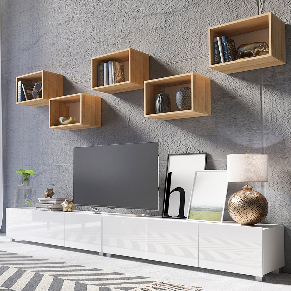 CALABRINI b | TV stolek | 100 cm | bílá lesk | lze i zavěsit