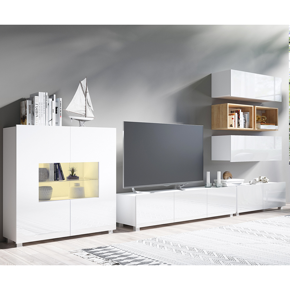 CALABRINI b | TV stolek | 100 cm | bílá lesk | lze i zavěsit