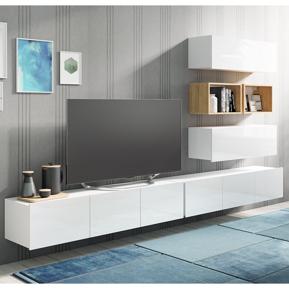 CALABRINI b | TV stolek | 100 cm | bílá lesk | lze i zavěsit