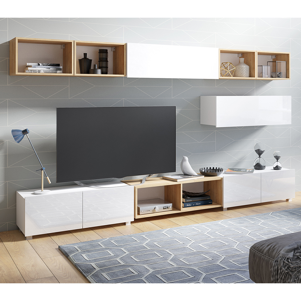 CALABRINI b | TV stolek | 100 cm | bílá lesk | lze i zavěsit