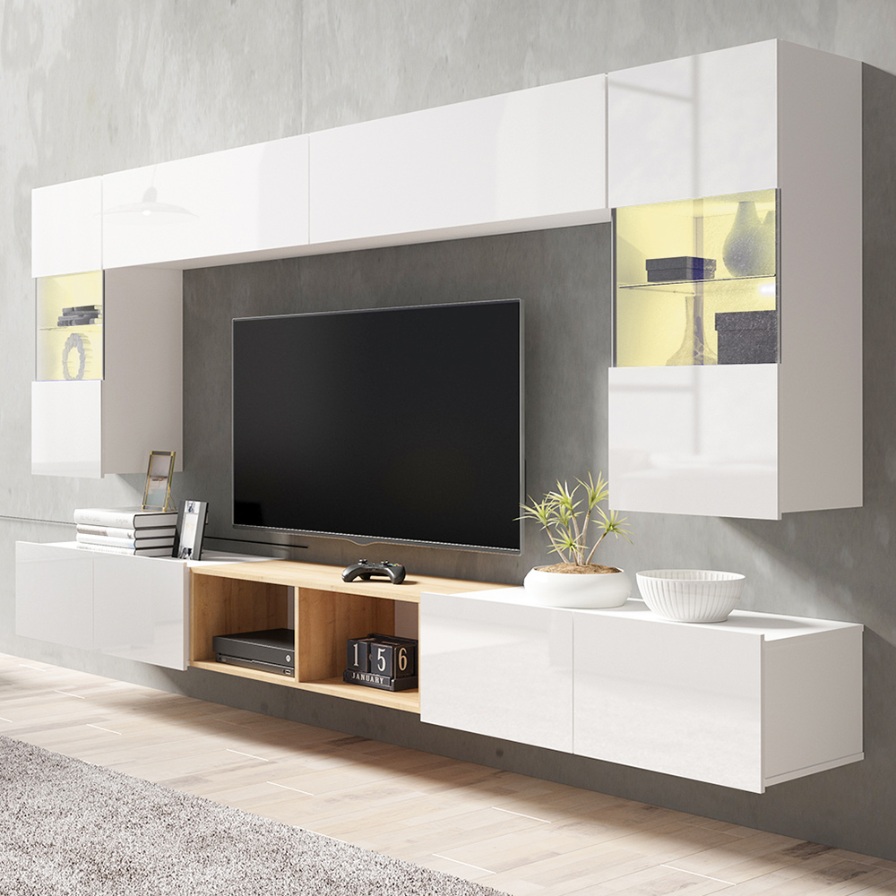 CALABRINI b | TV stolek | 100 cm | bílá lesk | lze i zavěsit