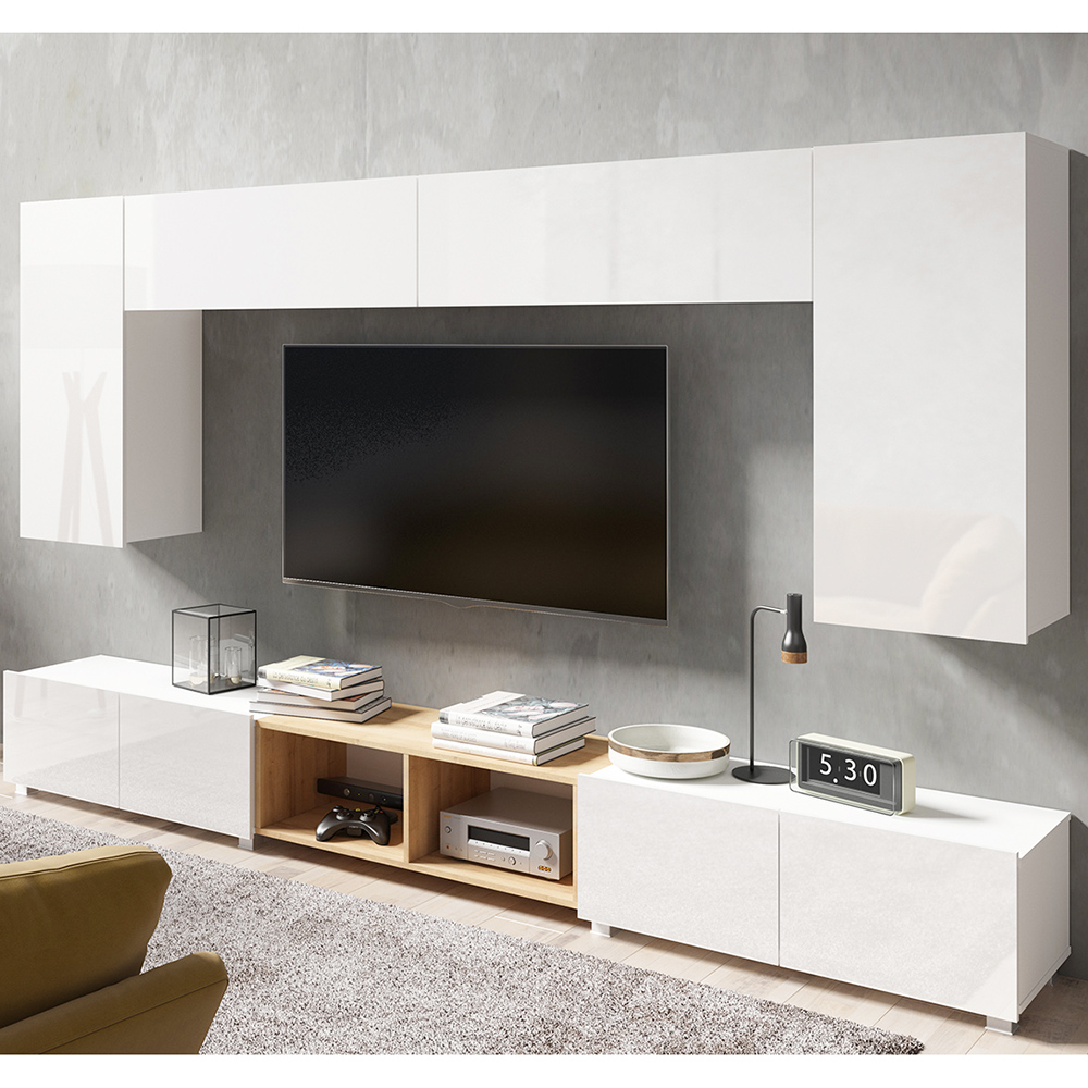 CALABRINI b | TV stolek | 100 cm | bílá lesk | lze i zavěsit