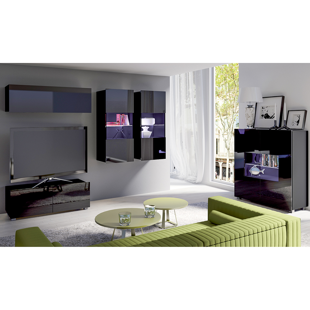 CALABRINI c | TV stolek | 100 cm | černá lesk | lze i zavěsit