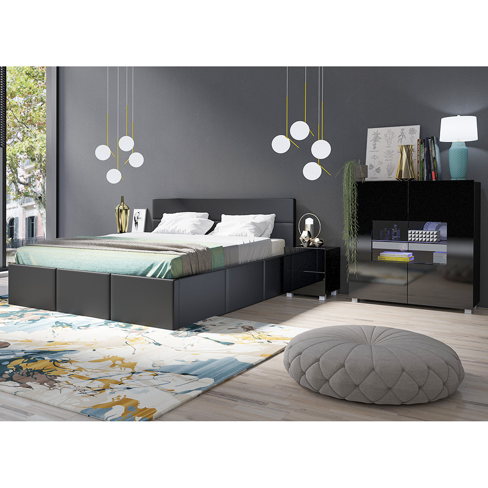 CALABRINI c | TV stolek | 100 cm | černá lesk | lze i zavěsit