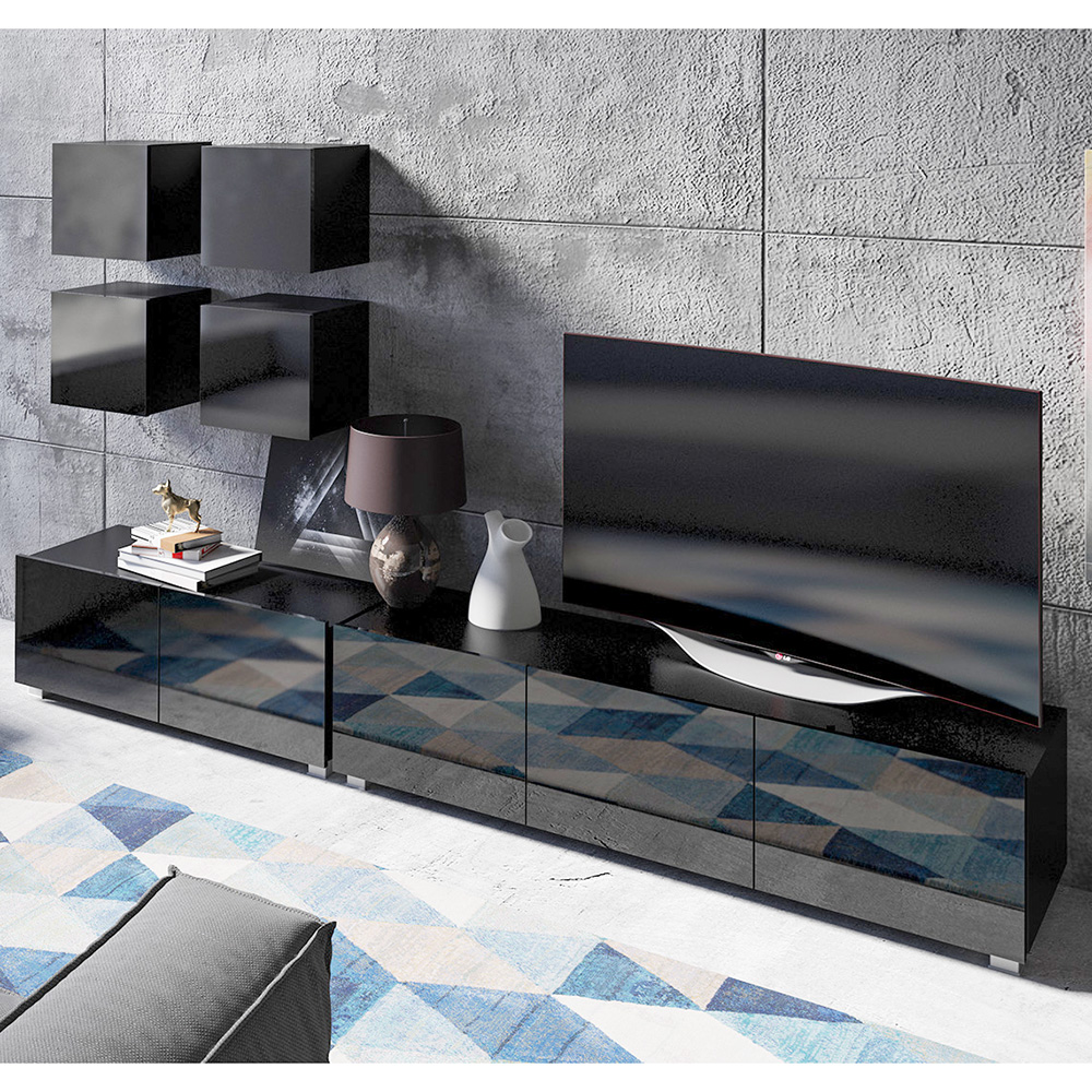 CALABRINI c | TV stolek | 100 cm | černá lesk | lze i zavěsit