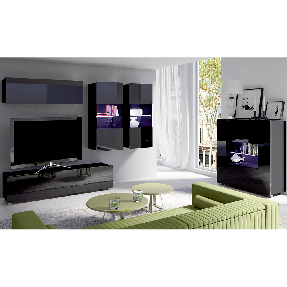 CALABRINI c | TV stolek | 100 cm | černá lesk | lze i zavěsit