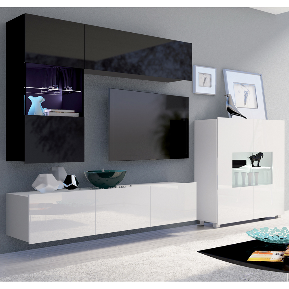 CALABRINI c | TV stolek | 100 cm | černá lesk | lze i zavěsit