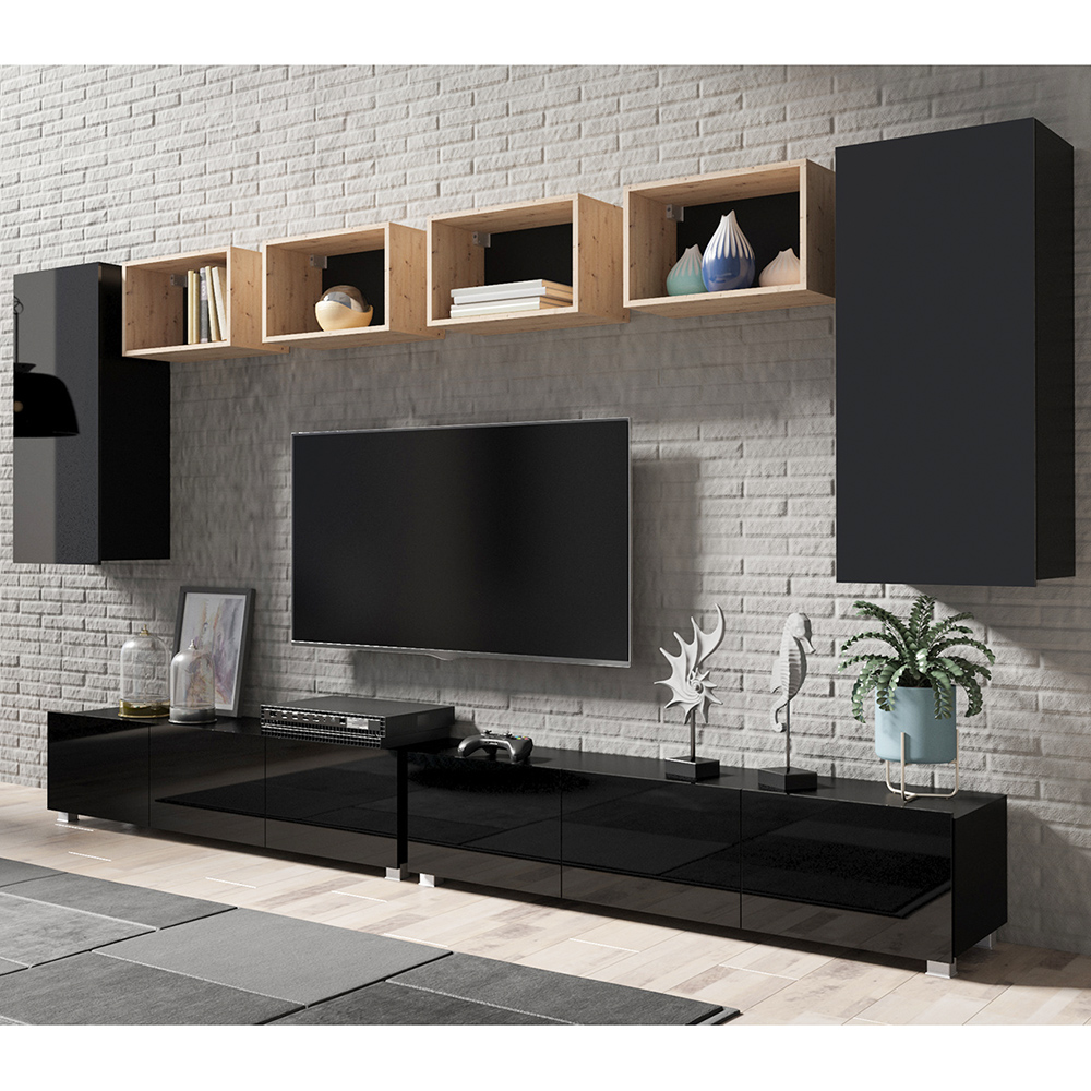 CALABRINI c | TV stolek | 100 cm | černá lesk | lze i zavěsit