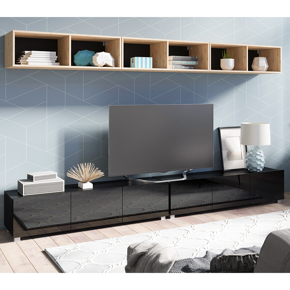 CALABRINI c | TV stolek | 100 cm | černá lesk | lze i zavěsit