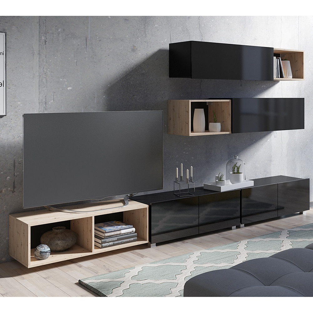 CALABRINI c | TV stolek | 100 cm | černá lesk | lze i zavěsit