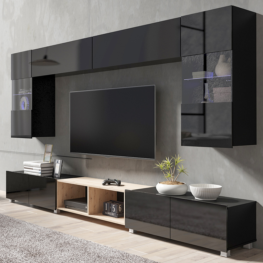 CALABRINI c | TV stolek | 100 cm | černá lesk | lze i zavěsit