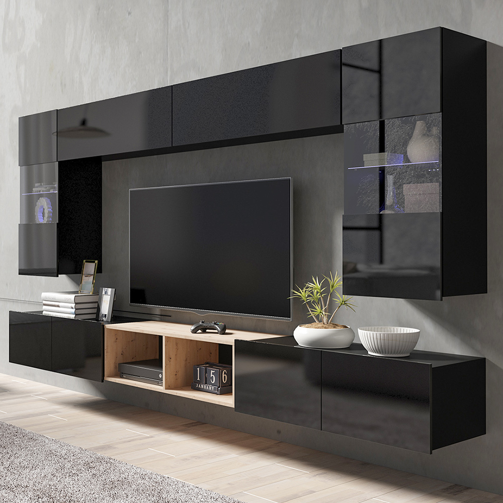 CALABRINI c | TV stolek | 100 cm | černá lesk | lze i zavěsit