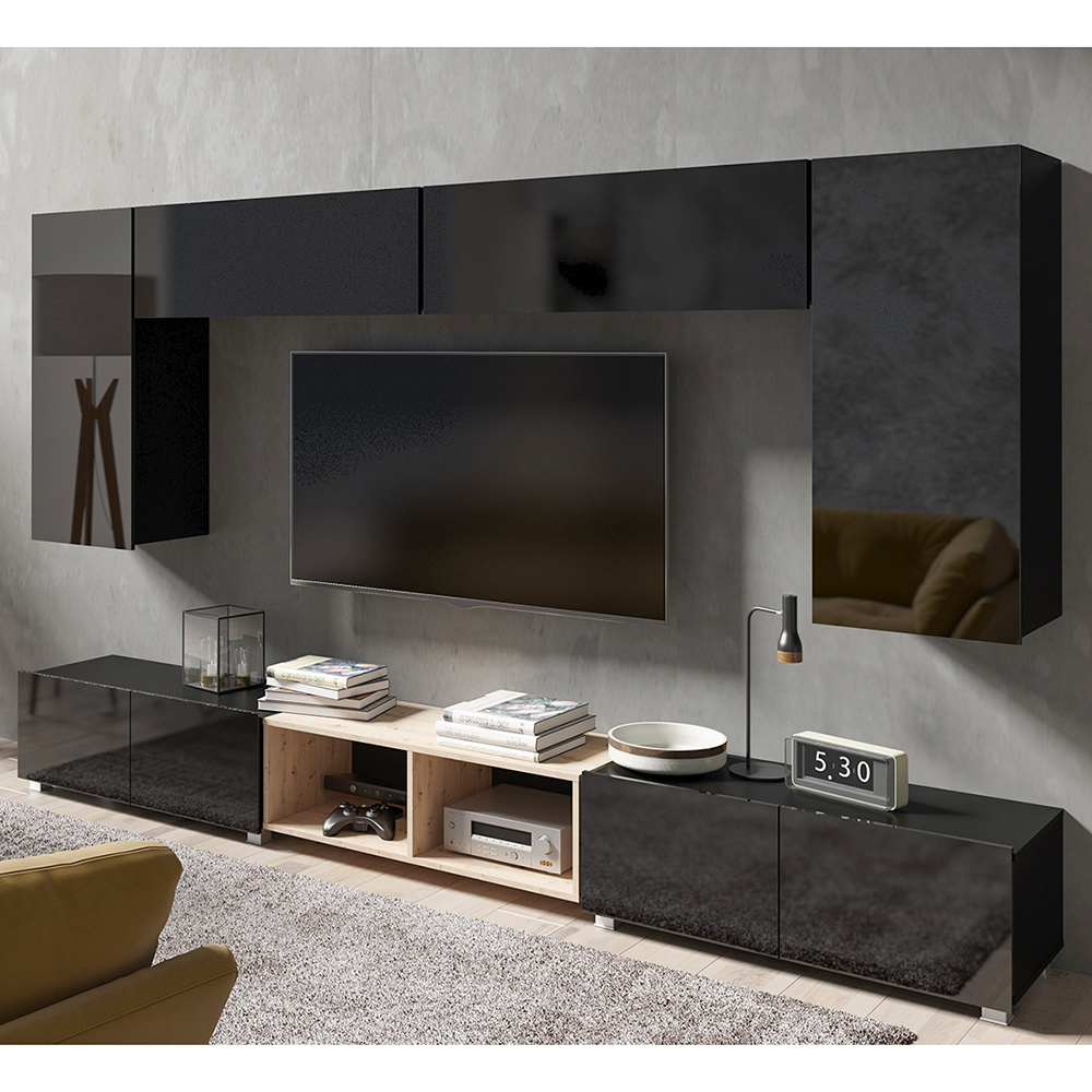 CALABRINI c | TV stolek | 100 cm | černá lesk | lze i zavěsit