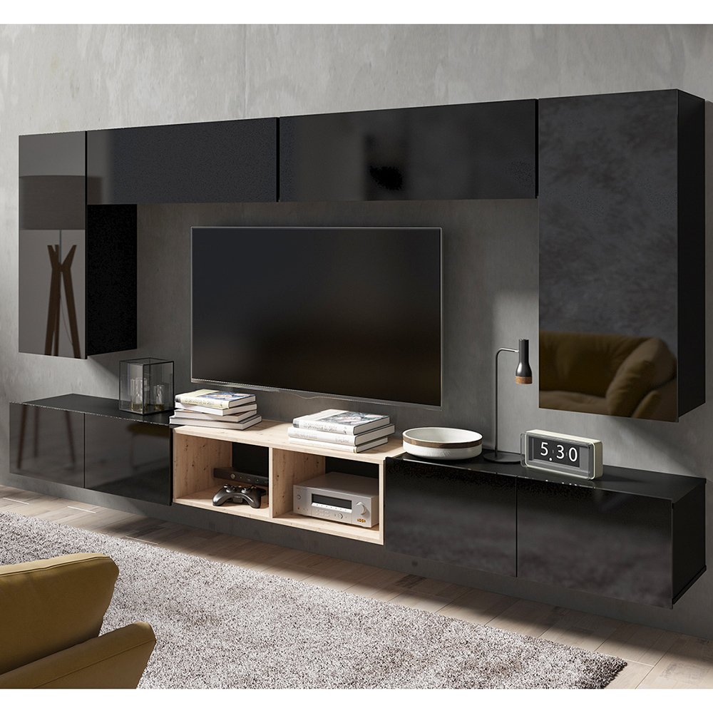 CALABRINI c | TV stolek | 100 cm | černá lesk | lze i zavěsit