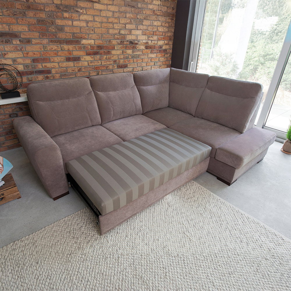 Sedací souprava LEVEL | 264x198 cm | PRAVÁ | rozkládací + úložný prostor | VÝBĚR TKANIN