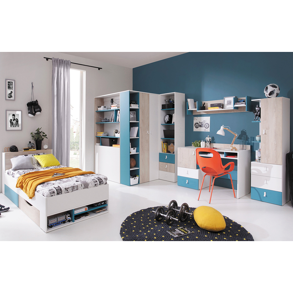 Dětský pokoj PLANET | sestava B | 6 dílů | modrá/dub/bílá