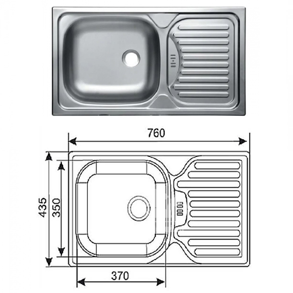 dřez 76x43,5 cm nerezový